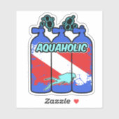 Autocollant de plongée Aquaholic (Feuille)