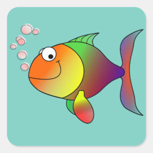 Autocollant de poisson coloré