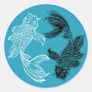 Autocollant de poisson YIN et YANG Koi