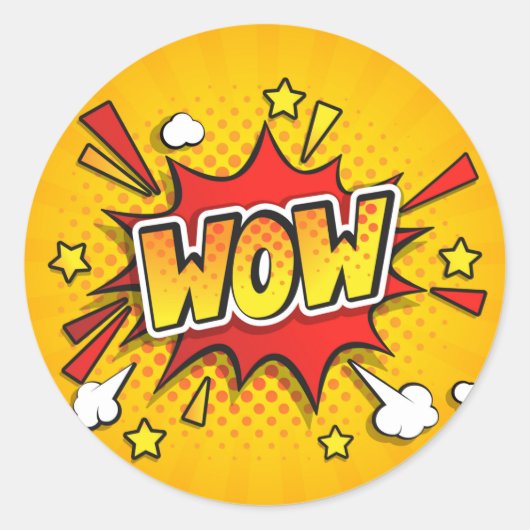 Autocollant de pop art de bande dessinée WOW (Devant)