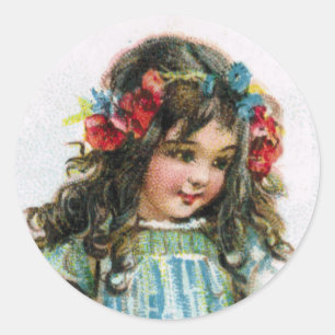 Autocollant de port vintage de fleurs de fille de