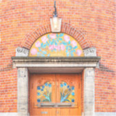 Autocollant de porte danois à fleurs (Recto)