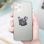 Autocollant de portrait de Frenchie bleu peint à l (Téléphone)