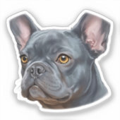 Autocollant de portrait de Frenchie bleu peint à l (Recto)