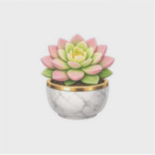 Autocollant de pot en marbre à succulente rose ave (Devant)
