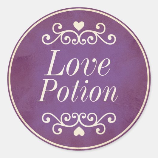 Autocollant de potion d'amour violet vintage (Devant)