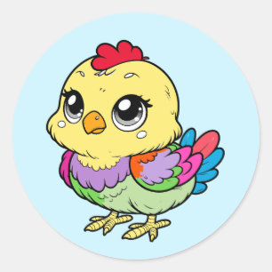 Autocollant de poulet coloré mignon – Art amusant