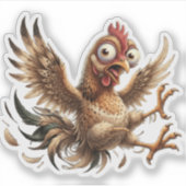 Autocollant de poulet fou drôle (Devant)
