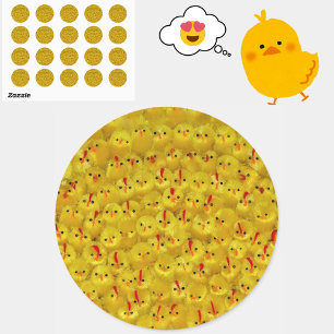 Autocollant de poussins de Pâques jaunes mignons