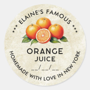 Autocollant de préservation de jus d'orange vintag
