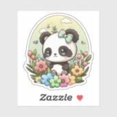 Autocollant de printemps Chibi Cute Panda Kawaii (Feuille)