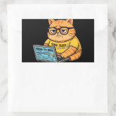 Autocollant de programmeur de chat orange drôle (Sac)