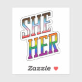 Autocollant de progrès de la fierté She/Her (Feuille)