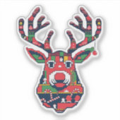 Autocollant de pull moche rétro Pixel Reindeer (Devant)