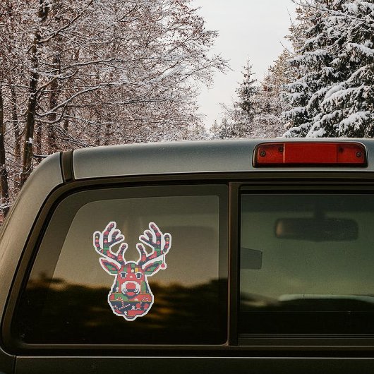 Autocollant de pull moche rétro Pixel Reindeer