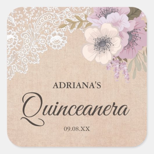 Autocollant de Quinceanera rose rose rose rose ros (Devant)