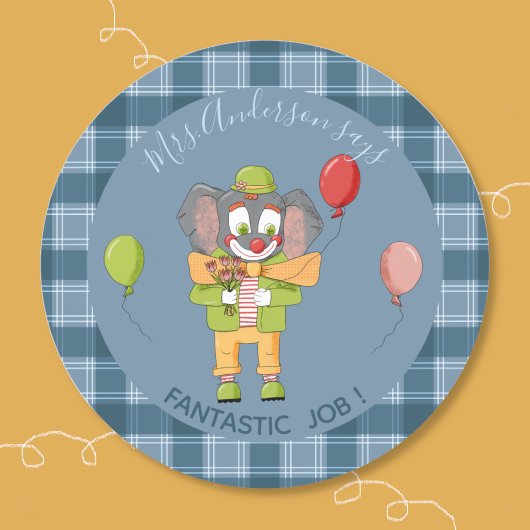 Autocollant de récompense d'élève éléphant clown d
