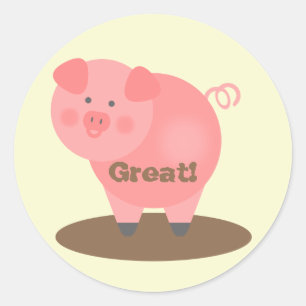 Autocollant de récompense étudiant - Cochon et bou