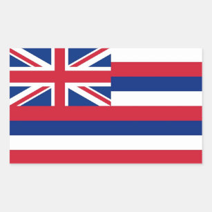 Autocollant de rectangle avec le drapeau d'Hawaï,