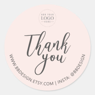 Autocollant de remerciement avec logo simple rose