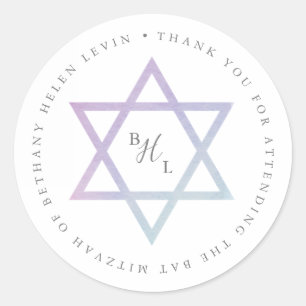 Autocollant de remerciement de Bat Mitzvah à monog