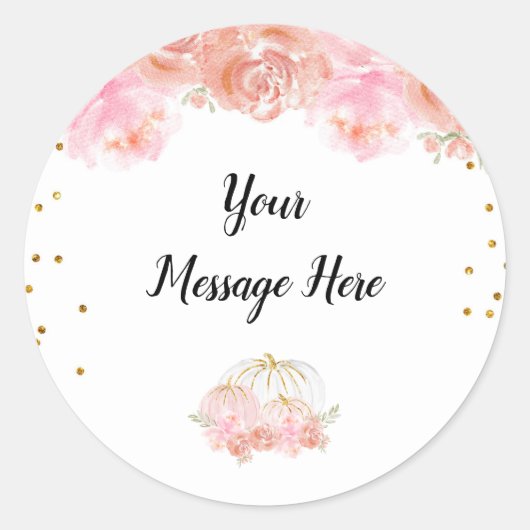 Autocollant de remerciement de citrouille florale (Devant)