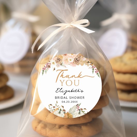 Autocollant de remerciement de citrouille florale 