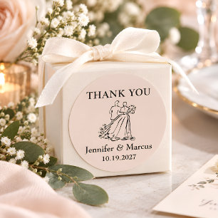 Autocollant de remerciement de couple de mariage