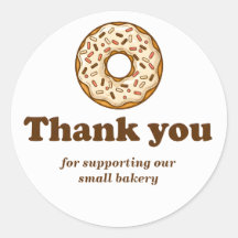 Autocollant de remerciement de Donut Brown Bakery