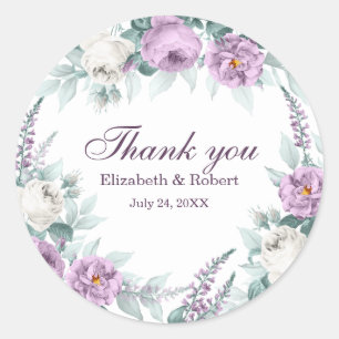 Autocollant de remerciement de mariage à fleurs bl