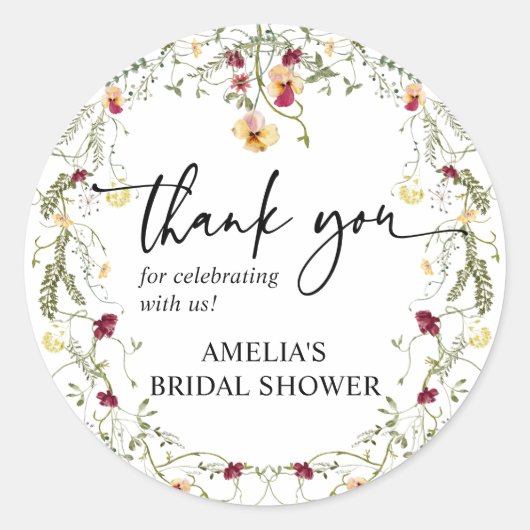 Autocollant de remerciement de mariage champêtre b (Devant)