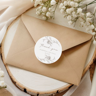 Autocollant de remerciement de mariage élégant et