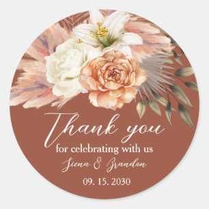 Autocollant de remerciement de mariage floral rust