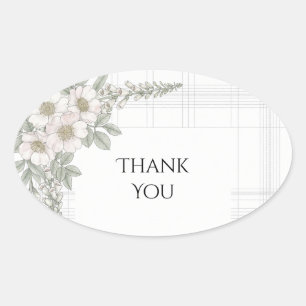 Autocollant de remerciement de mariage Tartan Rose