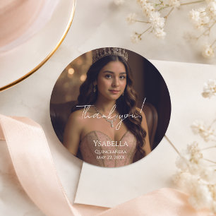 Autocollant de remerciement de photo Quinceañera e