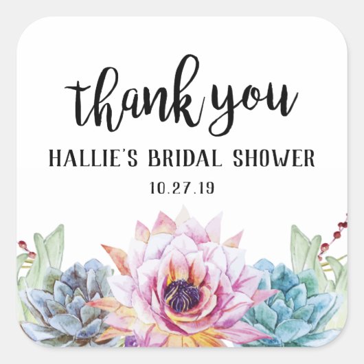 Autocollant de remerciement de plante succulente (Devant)