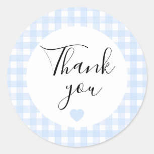 Autocollant de remerciement Dusty Blue Gingham