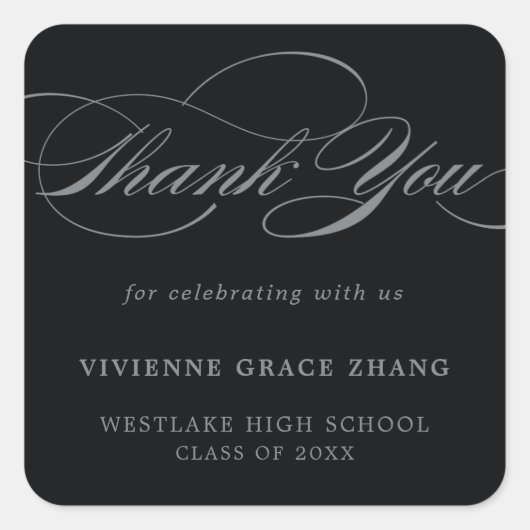 AUTOCOLLANT DE REMERCIEMENT EN ÉCRITURE ÉLÉGANTE E (Devant)