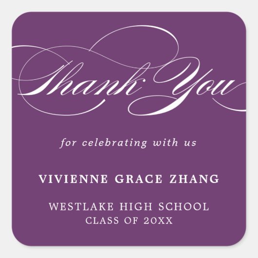 AUTOCOLLANT DE REMERCIEMENT EN SCRIPT ÉLÉGANT CHIC (Devant)