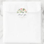 Autocollant de remerciement floral blanc et pêche (Sac)
