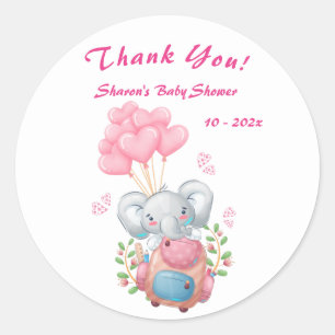 Autocollant de remerciement pour Baby Shower Éléph