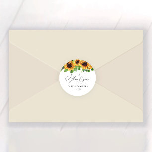 Autocollant de remerciement pour mariage tournesol