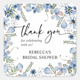 Autocollant de remerciement rond / carré Dusty Blu