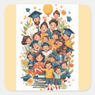Autocollant de remise de diplôme heureux