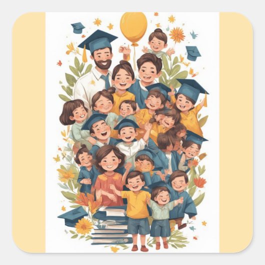 Autocollant de remise de diplôme heureux (Devant)