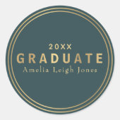 Autocollant de remise des diplômes simple sarcelle (Devant)