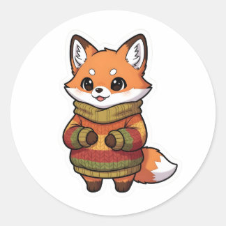 Autocollant de renard chibi mignon en pull d'autom