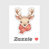 Autocollant de renne | Cerf de Noël mignon (Feuille)