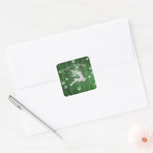 Autocollant de rennes de Noël rustique vert (Enveloppe)