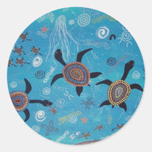 Autocollant de rêve de tortue d'art autochtone